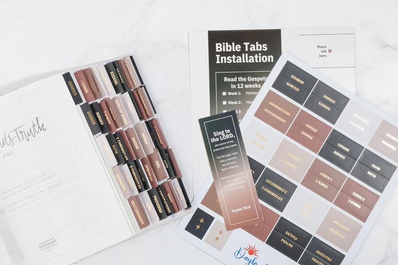 Daybreak 41 Decorative Bible Tabs for Women (96 Pieces) - Earth Tone Neutral Gold Foil Bible Tabs - Laminated Bible Labels Tabs – Remove & Replace Bible Index Tabs - Bible Study Supplies for Women (Forrest) - Image 2